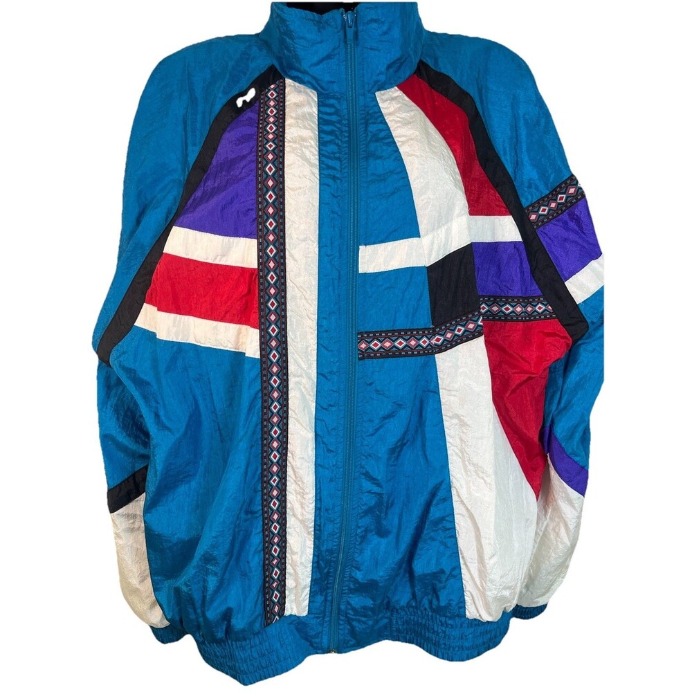 Sunterra Vintage 90s Spirit boho tribal LG Wind Breaker Full Zip Jacket Aztec